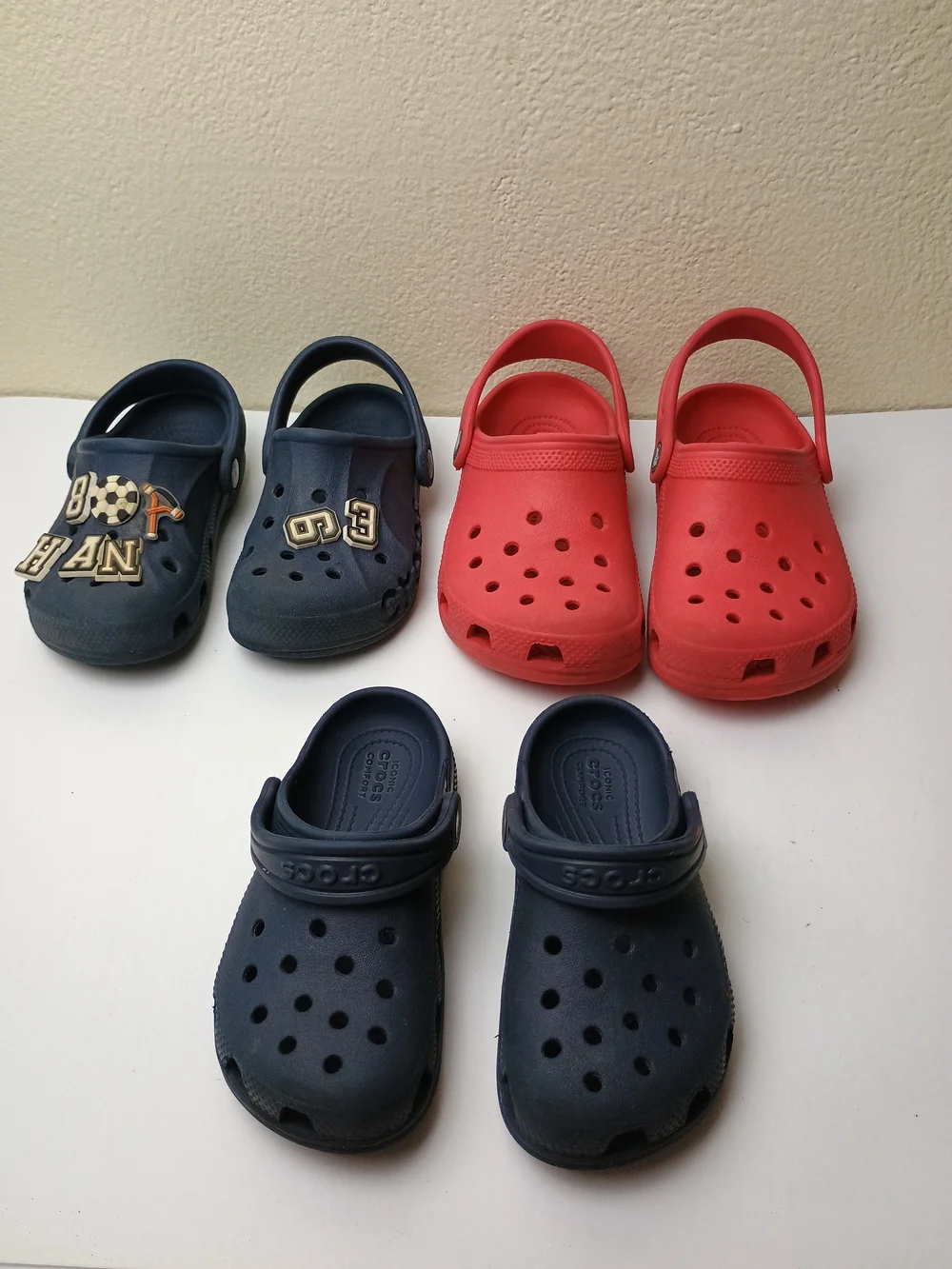 Kids Red and Navy Clog Sandals - Crocs Style
